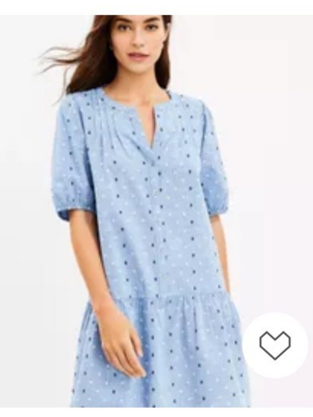 LOFT Chambray Embroidered Drop Waist Mini Dress